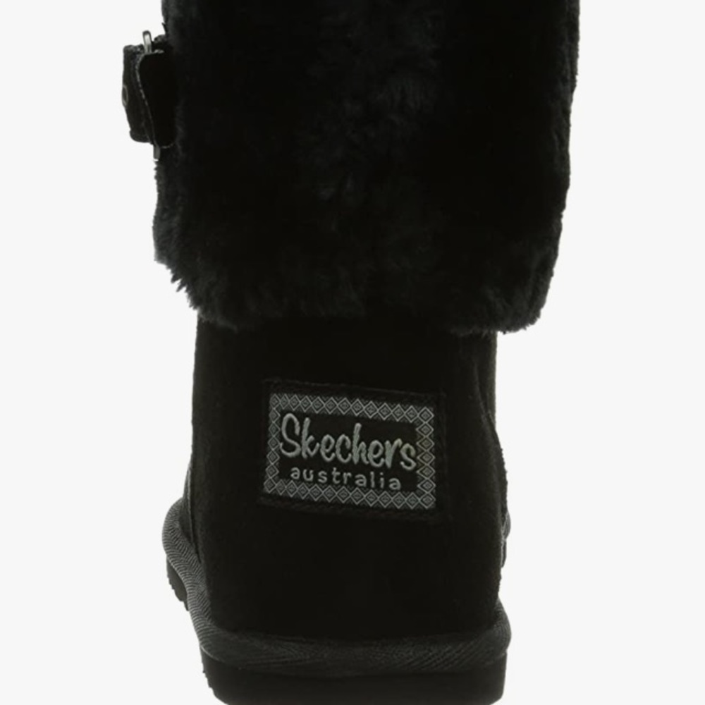 Skechers Star Shooter Skyward Suede & Fur-lined Black Boots NWT - Picture 8 of 12